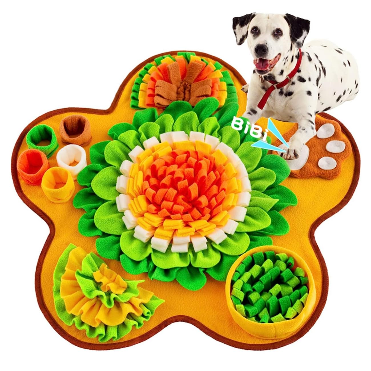 Snuffle Mat for Dogs, TAIYUNWEI Pet Slow Feeding Mat, Interactive Pet Foraging Mat for Smell Training, Stress Relief, Puzzle Training Toy for Large Medium Puppies (Big Flower)