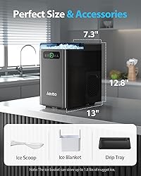Aeitto Nugget Ice Maker 40Lbs/24H, Countertop Soft