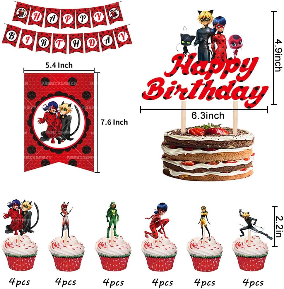Miraculous Ladybug Party Supplies Set Joyeux Anniversaire Decorations De Fete Fournitures Accessoires Banniere Cupcakes Decorations Et Accessoires De Fetes Fournitures De Loisirs Creatifs Centroarco Com