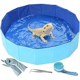 Gxsdj Foldable Bearded Dragon Pool Bathtub, Large Reptile Bath Pool | Bearded Dragon Swimming Pool with Brush Gloves Tweezers Reptile bathing Pool Accessories for Turtle Lizard Small Pets