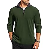 COOFANDY Mens Quarter Zip Pullover Lightweight Sweater Casual Long Sleeve Corduroy Half Zip Sweatshirt