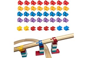 BUNU1492 Wooden Train Track Accessories, 40 pcs Wooden Track Connector, Compatible with All Major Brands Wood Train Track, Christmas Birthday Gift for Boys Girls, Train Toys Expansion Pack for Kids Ages 3+