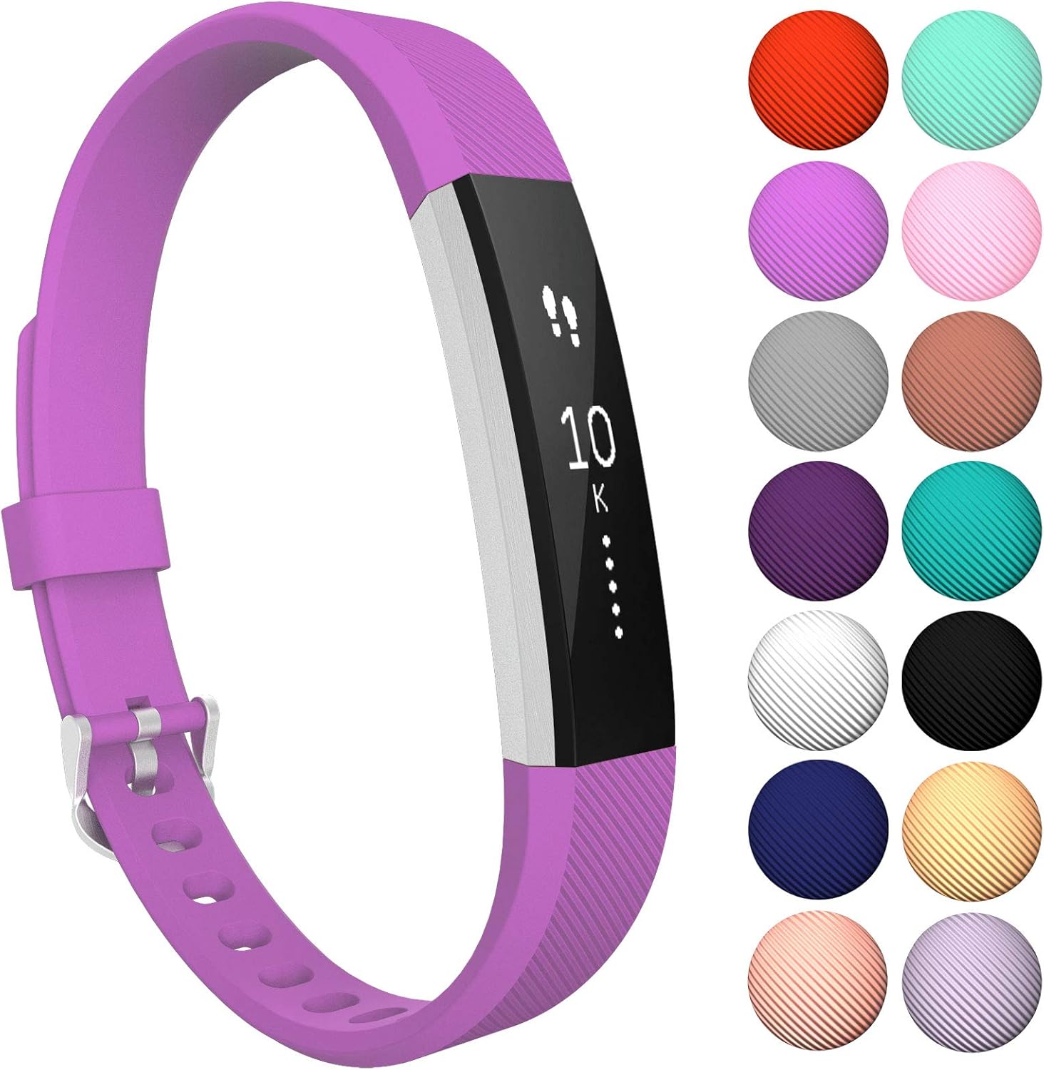 Yousave Accessories Correa de repuesto deportivo de silicona para reloj deportivo, Fitbit Alta y Alta HR L Violeta