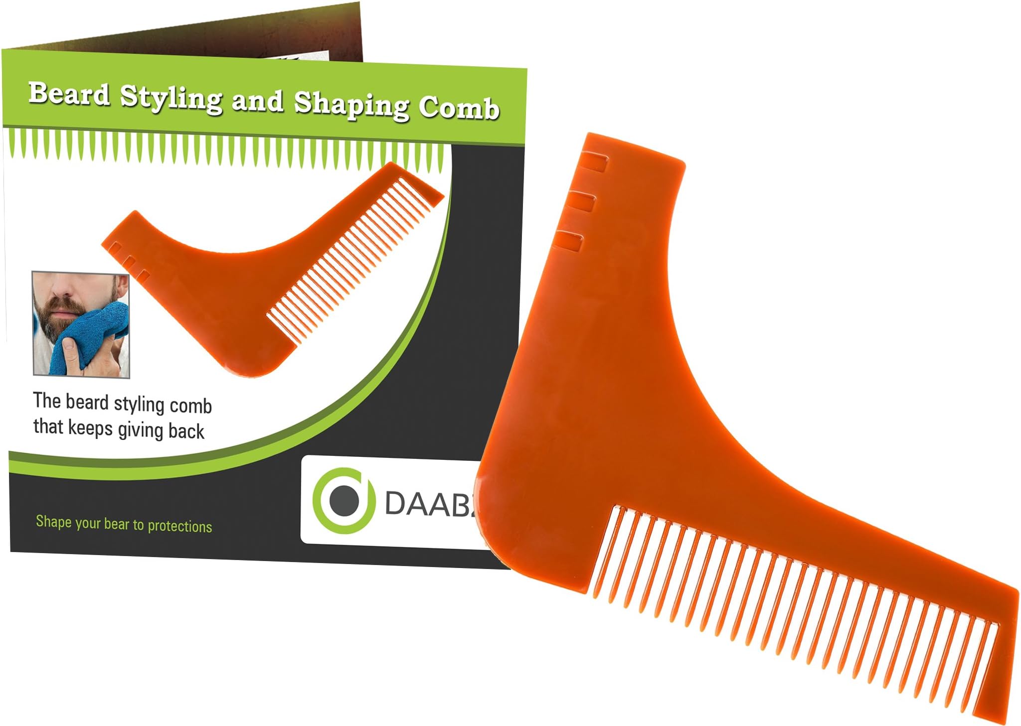 Beard Shaping Tool Template Shaper Beard Guide line up Shape up Curve Cut, Step Cut, Neckline & Goatee (ORANGE)