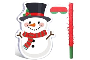 HARRYCLE Christmas Snowman Piñata 16 Inch Christmas Mexican Piñata with Stick Blindfold Pack Xmas Piñatas Bundle for Xmas Birthday Holiday Game Favors Photo Prop Decoration