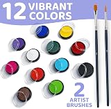 Blue Squid PRO Face Painting Kit 12 Colour Palette with 2 Brushes view 2