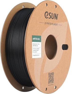 Filamento PETG 1,75mm, Filamento PETG de Alta Dureza, Filamento de Impressão 3D Spool de 1KG (2,2 LBS) para Impressoras 3D, Preto