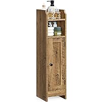 VASAGLE Small Bathroom Storage Corner Floor Cabinet with Door, 20 x 18 x 80 cm, Bathroom Organizer, Narrow Toilet Paper Stora