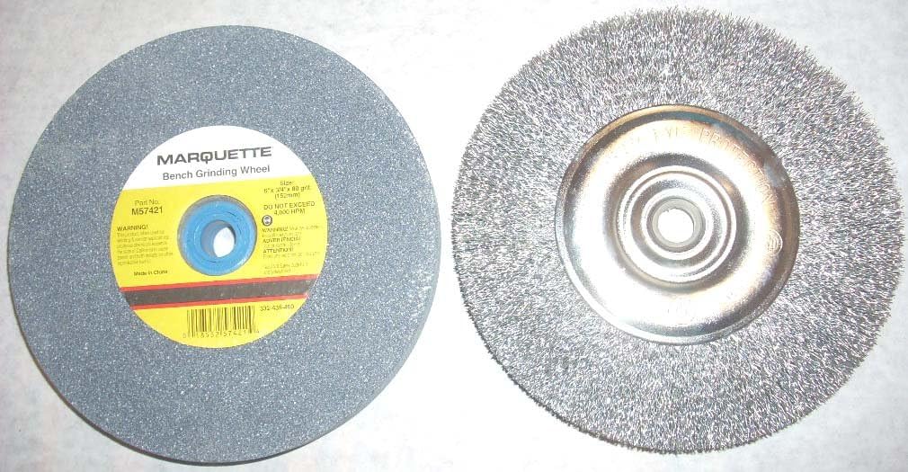 Marquette 6" Bench Grinding Wheel & 6" Crimped Wire Brush Set