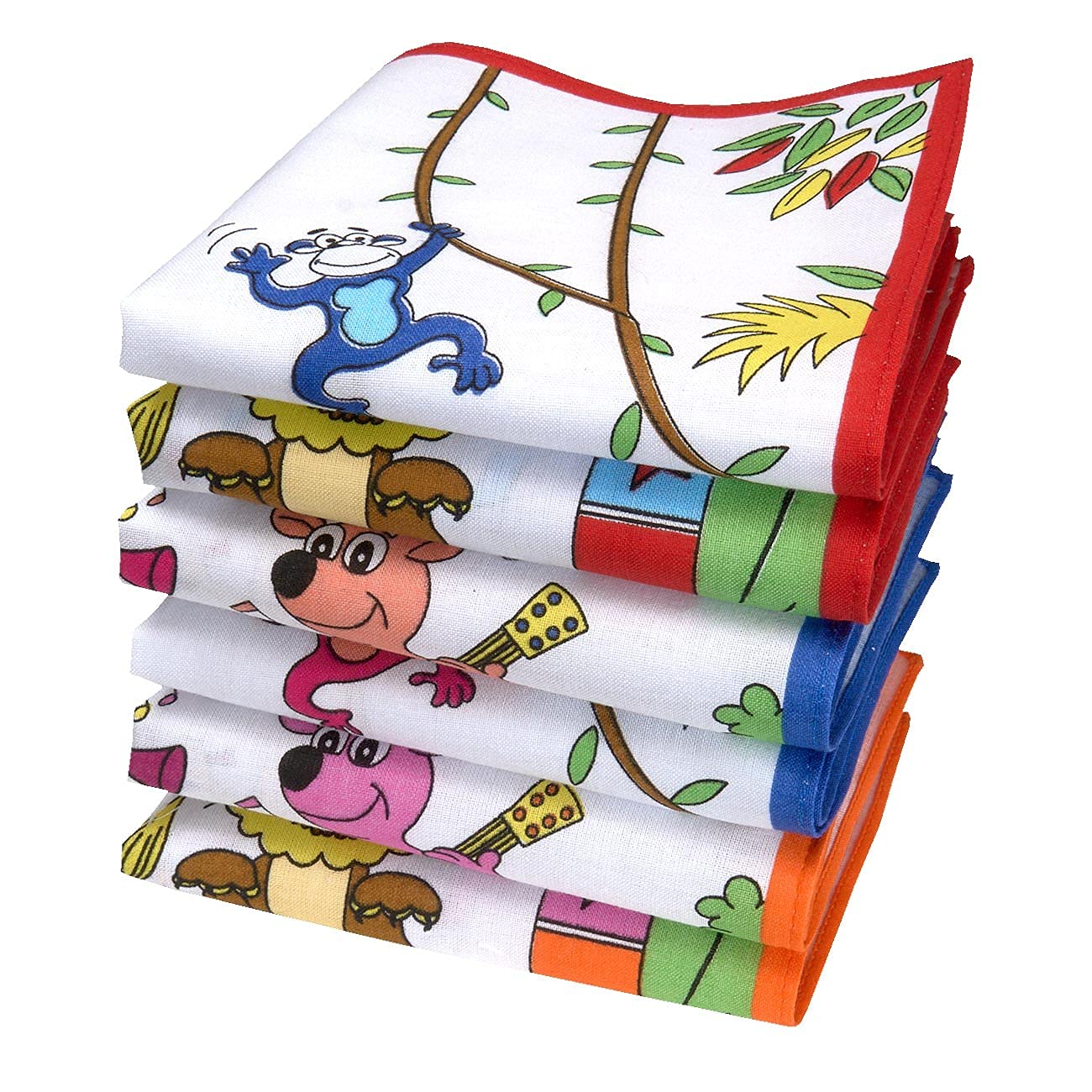 merrysquare - Child Handkerchiefs - 100% Coton- 10.5" Square - 6 units - BAMBINO Model