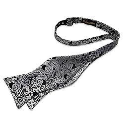 DiBanGu Black Grey Bow Ties for Men Paisley Self
