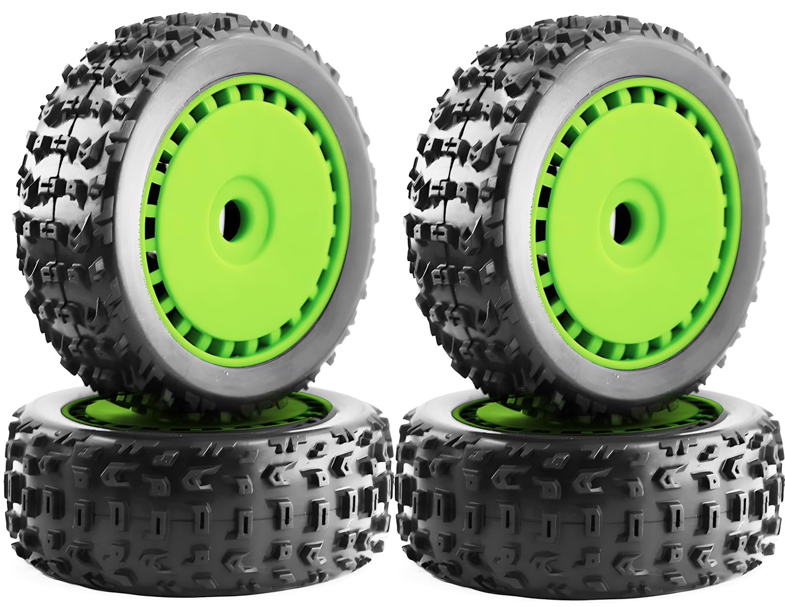 RcThjia 1/8 RC Off-Road Buggy Racing Tires and Wheels 17mm Hex RC Tires with Foam Inserts for ARRMA 1/8 Typhon 3S/6S Losi 8IGHT HSP Hyper HongNor FS Racing KYOSHO MP10 MP9 MP9e Neo. (4PCS/Set)