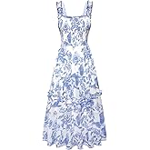 SCARLET DARKNESS Floral Dress for Women 2026 Flowy Sundress Smocked Cottagecore Dresses