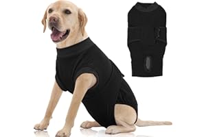 FUAMEY Dog Recovery Suit Male,Dogs Surgery Neuter Suits Puppy Spay Shirts for Female Protect Dog's Skin Anti Licking Abdominal Wounds Doggie Onesie Pet Bodysuit Alternative to Cone Black XL