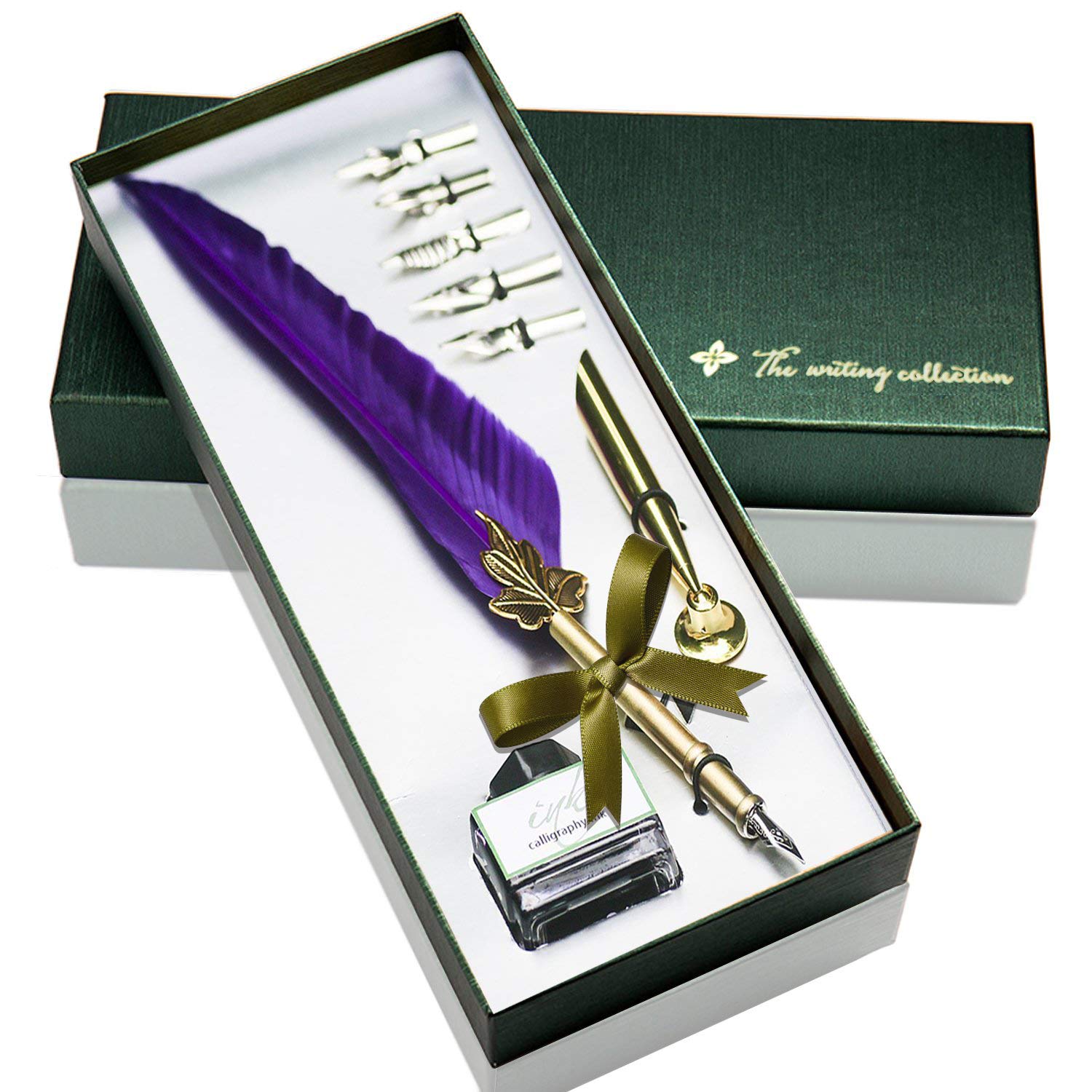 Feather Pen Set, Glodeals Feather Quill Pen Set Antique Dip Feather Pen