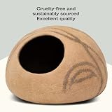 MEOWFIA Cat Cave Premium Felt Cat Bed Merino Wool Beige Large view 6