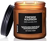 M&SENSE Fireside Bourbon Jar Candle, 11.6oz Clean