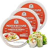 52USA Rice Paper, 3 Pack, Rice Paper Wrappers, Fresh Spring Roll Wrappers & Dumplings-102 Sheets, Gluten-Free Wonton Wrappers