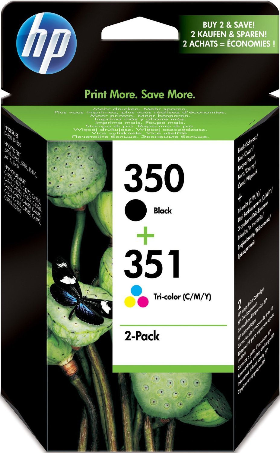 HP SD412EE 350/351 Original Ink Cartridges, Black and Tri-color, Multipack