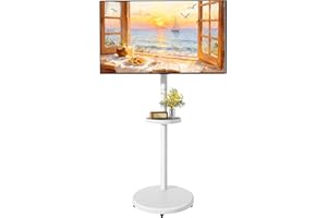 ECOTINY Height Adjustable Rolling TV Stand for 13-43 Inch TV up to 33 Pounds, Portrait to Landscape, Mobile TV Cart with Adju