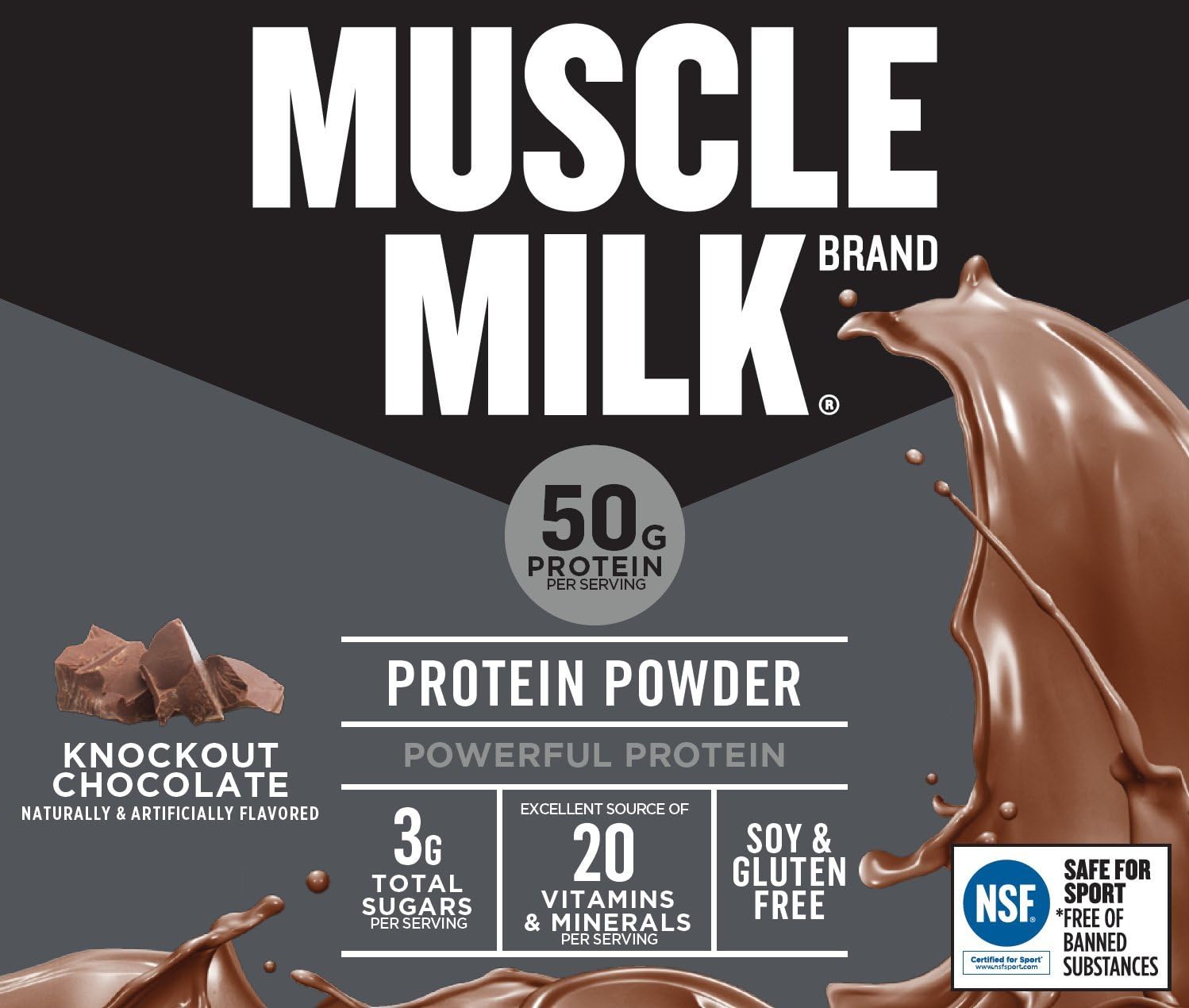 Muscle Milk Pro Series Protein Powder, Knockout Chocolate, 50g Protein, 2.54 Pound, 14 Servings: Health & Personal Care
