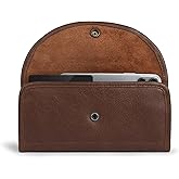 Hide & Drink, Full Grain Leather Snap Clutch Wallet for Women, Money Holder and Card Organizer with Zippered Pouch, Handmade, Bourbon Brown