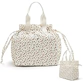 MEXS Lunch Bag for Women Reusable Drawstring Insulated Lunch Box Stain-Resistant Large Cinch Closure Lunch Bags for Work Office