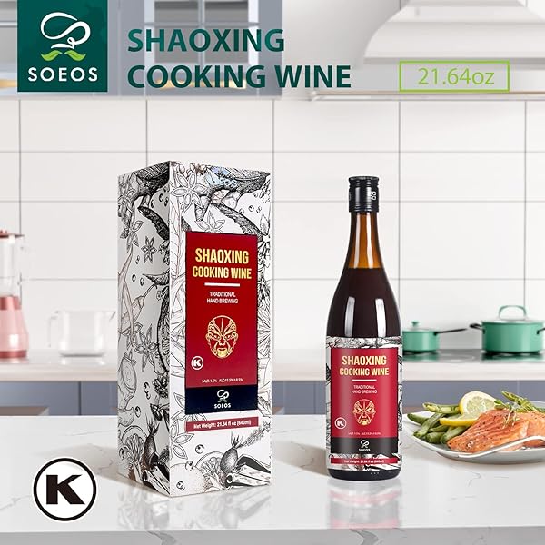 SOEOS SHAOXING WINE, SHAOXING RICE WINE, CHINESE COOKING WINE, RICE COOKING WINE, SHAOXING WINE CHINESE COOKING WINE, SHAO HSING RICE WINE, 21.64 FL OZ (640ML),1 PACK, REGULAR COOKING WINE
