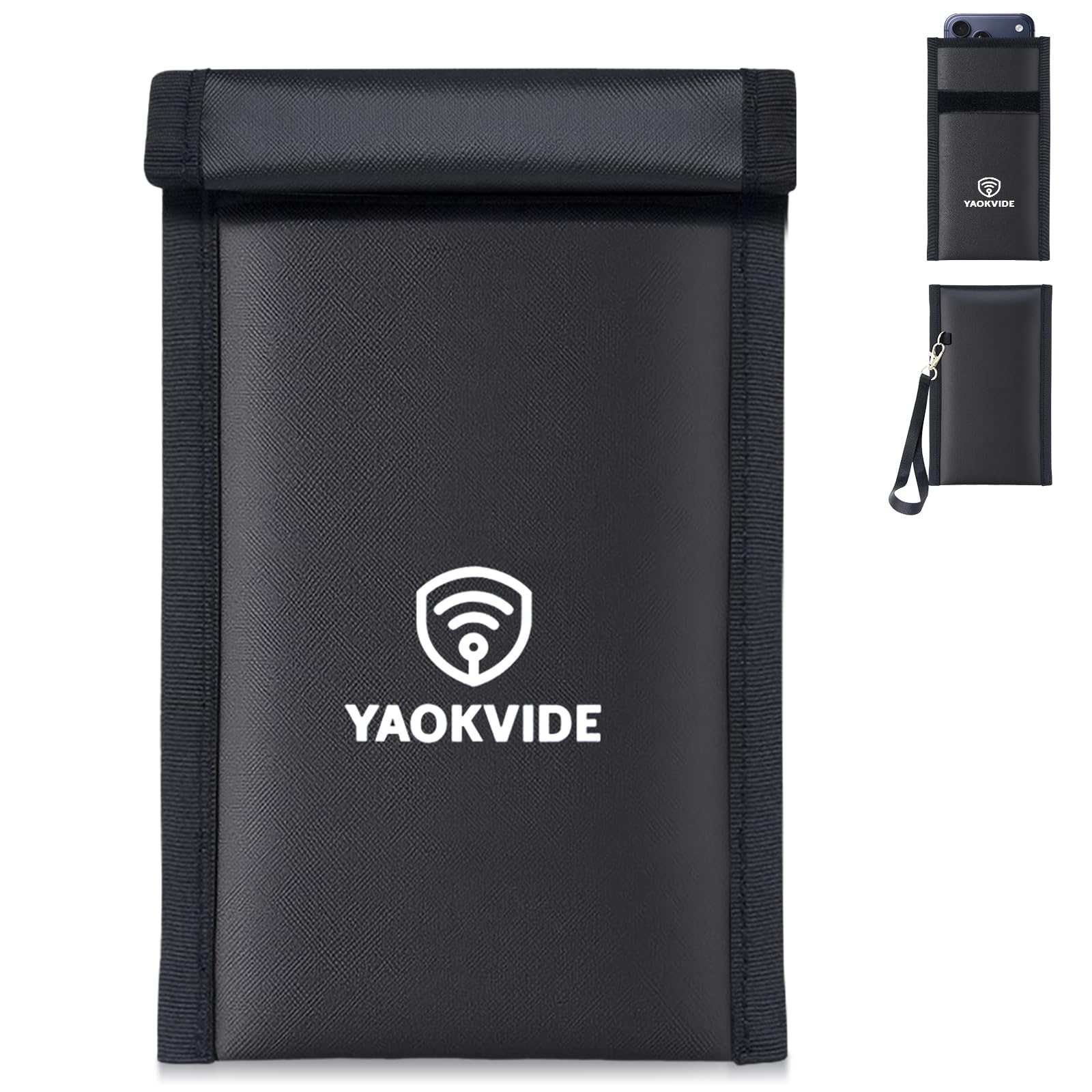 Faraday Bags for Phones & Car Keys – Fireproof, Waterproof & Scratch-Resistant, RFID Blocking Pouch with Detachable Wrist Strap, Blocks Bluetooth/WiFi/GPS Signals