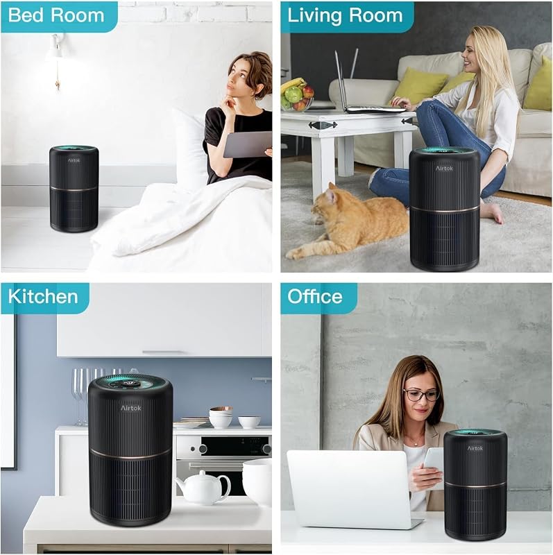 Purificador de Aire, Purificador de Aire Con Esponja de Fragancia, Filtro HEPA Para Alergias, Humo, Caspa De Mascotas y Olores, con Luz nocturna, temporizador, bloqueo para niños, 25dB