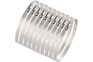 OURU 10Pack 6 inch Hose Clamp,Stainless Steel Large Hose Clamps Adjustable from 5-3/4"-6-5/16"/145-160mm,Metal Worm Drive Gea