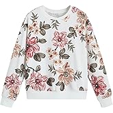 Verdusa Women's Boho Floral Print Crewneck Sweatshirt Long Sleeve Drop Shoulder Loose Pullovers