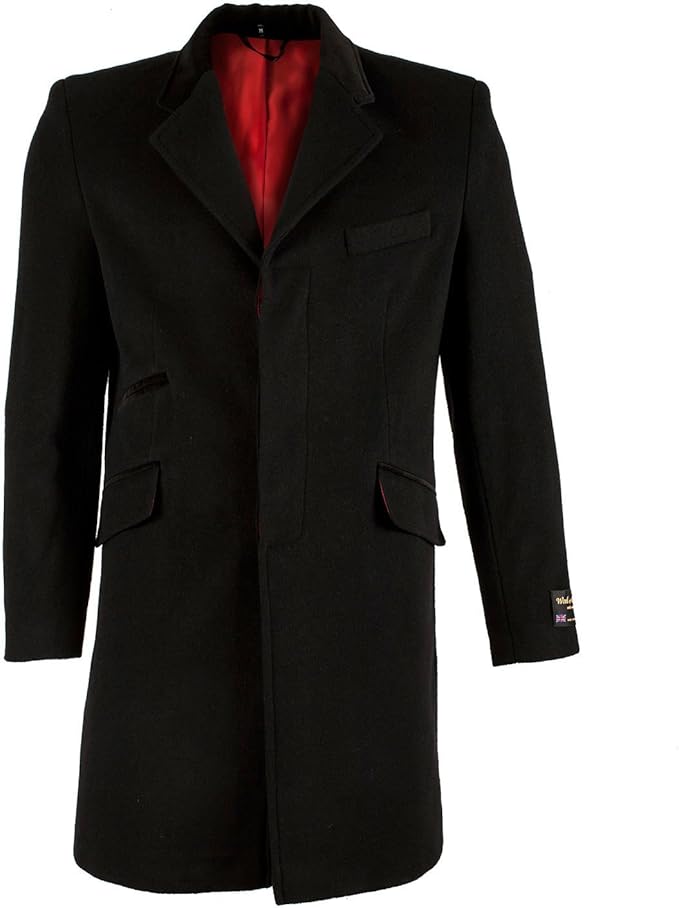 Harris Tweed Men's Fashion G19 Overcoat Long Coat Black (S) Amazon.co