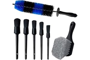 LUCKLYJONE 7Pcs Wheel & Tire Brush, Car Detailing Kit, 17inch Long Soft Wheel Brush, 5 Detail Car Wash Kit for Cleans Dirty Tires & Releases Dirt and Road Grime, Short Handle