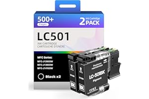 LC501 Ink 2 Black LC501 Ink Cartridges Compatible with Brother LC501 LC501XL Ink Cartridges Work with MFC-J1410DW MFC-J1260DW