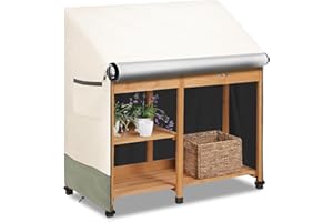 Osileyo Outdoor Garden Potting Bench Table Cover with Split Zipper,Heavy 600D Duty Waterproof Anti-UV All Weather Protection,47" x 20" x 47" -Beige