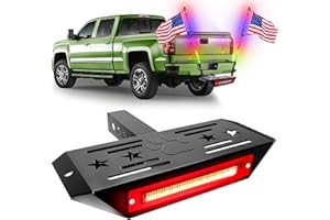 VKU Hitch Step with Light and Whip Mount Holes, 108 LED Brake Lighting(6 Mode) Fit 2" Receiver Steel Construction Powder Matte Coated for Trucks Chevy Ford Toyota GMC Dodge RAM Jeep ATVs SUVs Vans