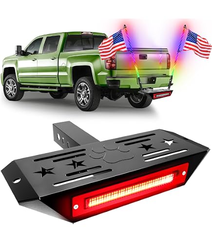 36" Hitch Step Bar With Drop Step & LED Brake Light – Fits 2" Receivers, 350 Lb Capacity, Black Powder Coat