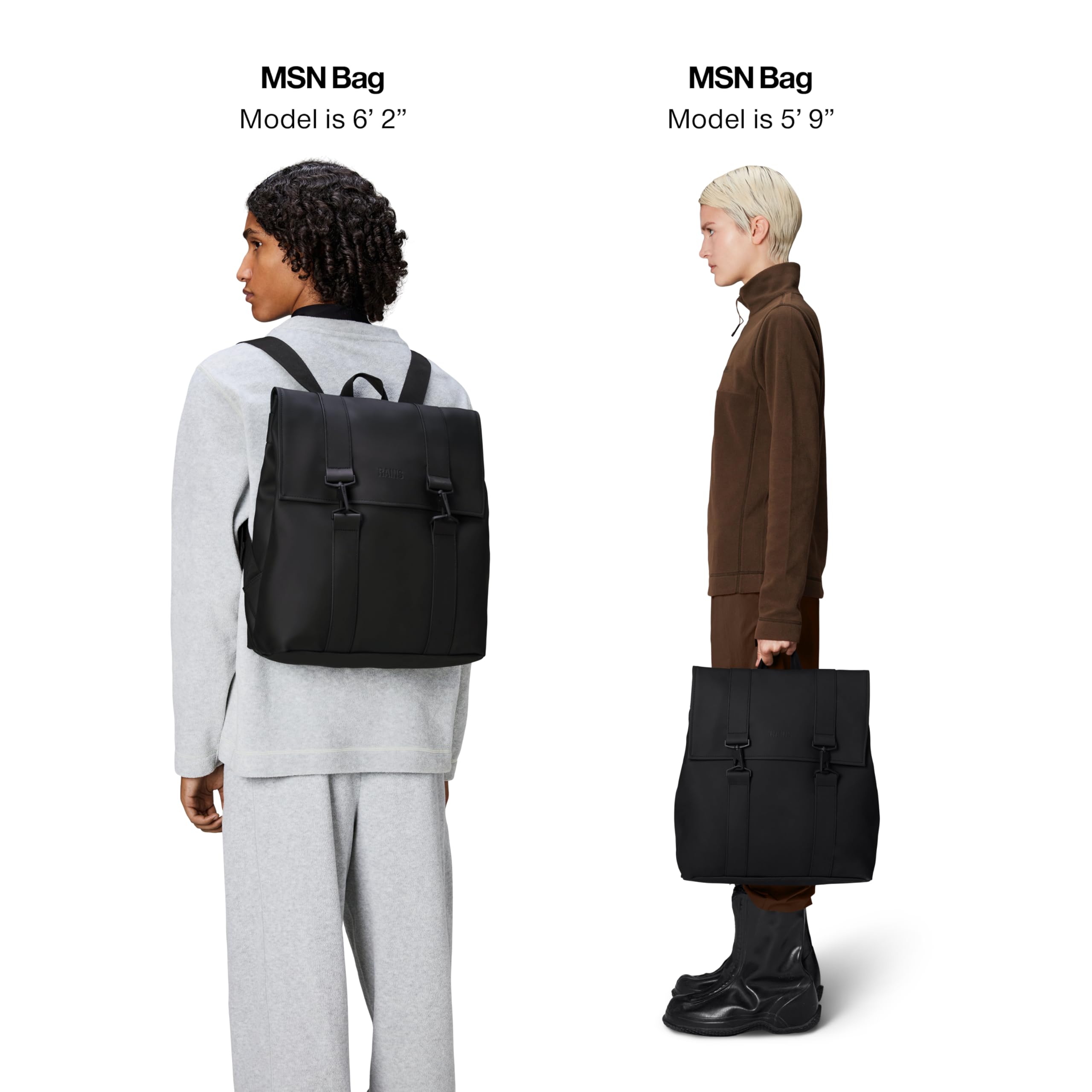 RAINS Messenger Bag, Backpack, Waterproof Classic Contemporary for travel and everyday use - Black