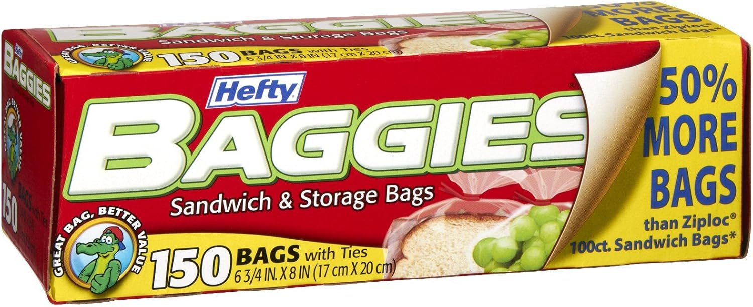 Hefty Sandwich & Storage Bags, with Ties 150 ct (Pack of 12) Amazon.ca