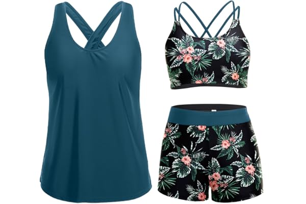 Tummy-control tankini swimsuit top and bottom set