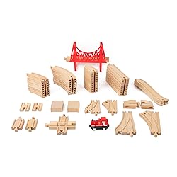 WudBudz Wooden Train Tracks 60 Piece Set, Track