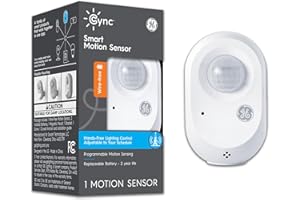 GE CYNC Wireless Smart Motion Sensor, Battery-Powered, Bluetooth Motion Sensor with Ambient Light Detection, Works with CYNC Smart Plugs, Switches and Bulbs, White