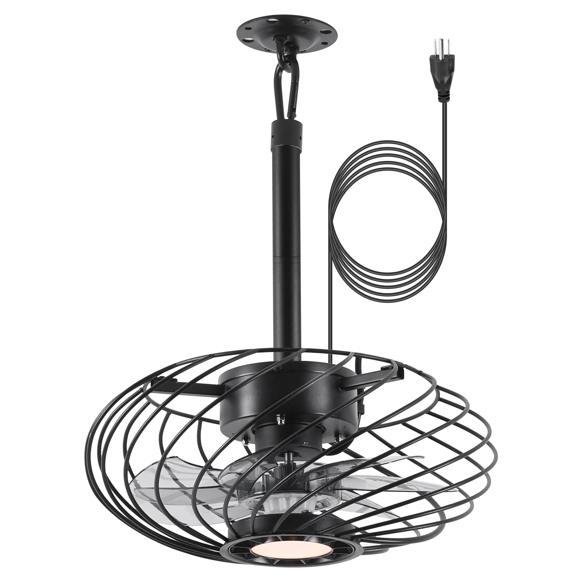 Photo 1 of REDSTAR 15" Outdoor Ceiling Fans with Lights and Remote Control, Waterproof Caged Ceiling Fan with 3 Color LED Light,Portable Hanging Gazebo Fan with Plug in Cord Hook for Patios,Black