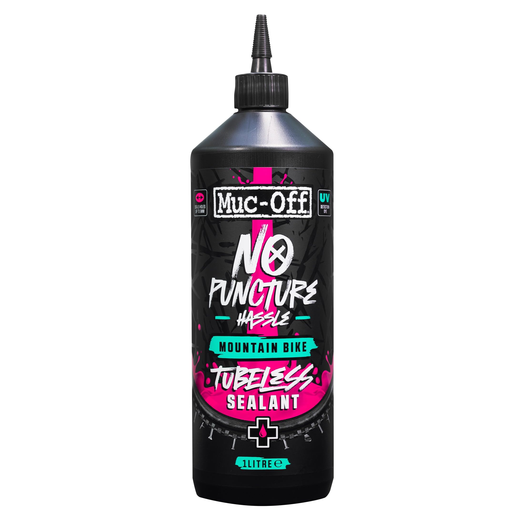 Muc Off MTB Tubeless Sealant - Advanced Tubeless Tyre Sealant with UV Dye - Seals Holes up to 6mm - Lightweight Formula for Mountain and Enduro Bikes - 1L