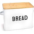 Granrosi Large White Bread Box for Kitchen Countertop, Bread Storage Container, Breadbox, Bread Container, Bread Boxes, Bread Keeper, Bread Holder - Farmhouse Bread Box with Bamboo Wooden Lid - White