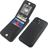 KIHUWEY Compatible with iPhone 14 Case Wallet with Credit Card Holder, Flip Premium Leather Magnetic Clasp Kickstand Heavy Duty Protective Cover for iPhone 14 6.1 Inch (Carbon Black)