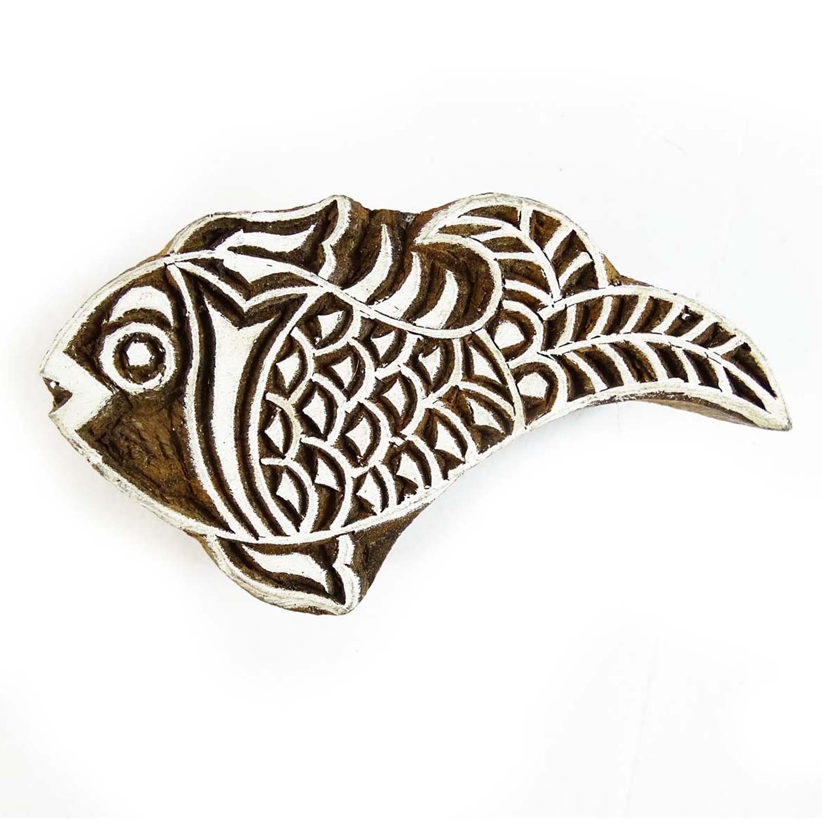 Knitwit Fish Stamp Wood Stamps Indian Hand Craved Printing Block Textile Stamp