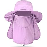 Fishing Hat for Men & Women, Outdoor UV Sun Protection Wide Brim Hat with Face Cover & Neck Flap