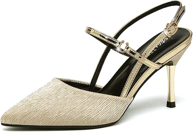 Amazon Xyjp キラキラ パンプス 歩きやすい レディース 靴 バックストラップ サンダル ポインテッドトゥ 8cm ヒール セパレート ミュール つっかけ 美脚 ピンヒール パンプス 脱げない 大きいサイズ パンプス